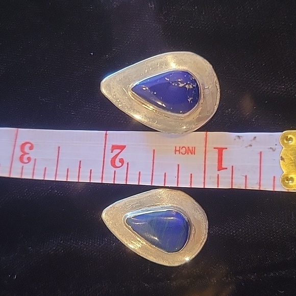 Sterling silver & Lapis Lazuli blue and silver post style - Picture 2 of 7